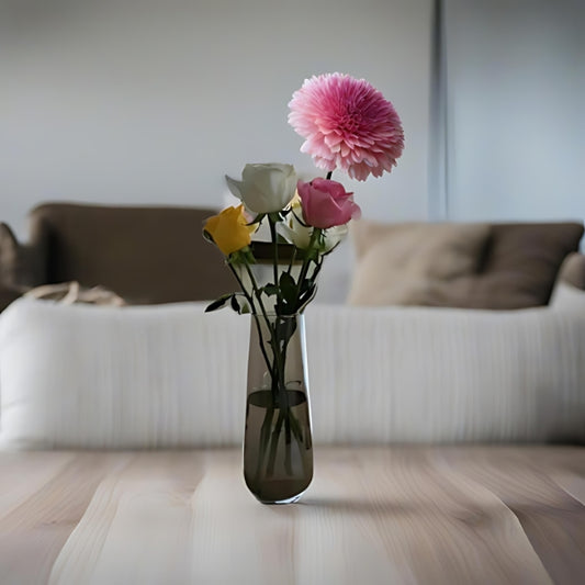 Clear Light Black Glass Vase/Planter : Modern Elegance for Kitchen, Office and Home Decor.