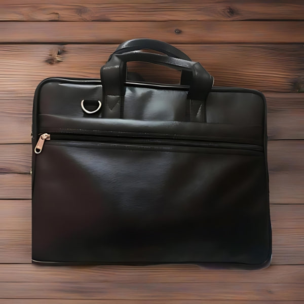 Versatile Laptop Messenger Bag : Detachable Strap, Expandable Base Zip – Carry with Style and Extra Space (Black)