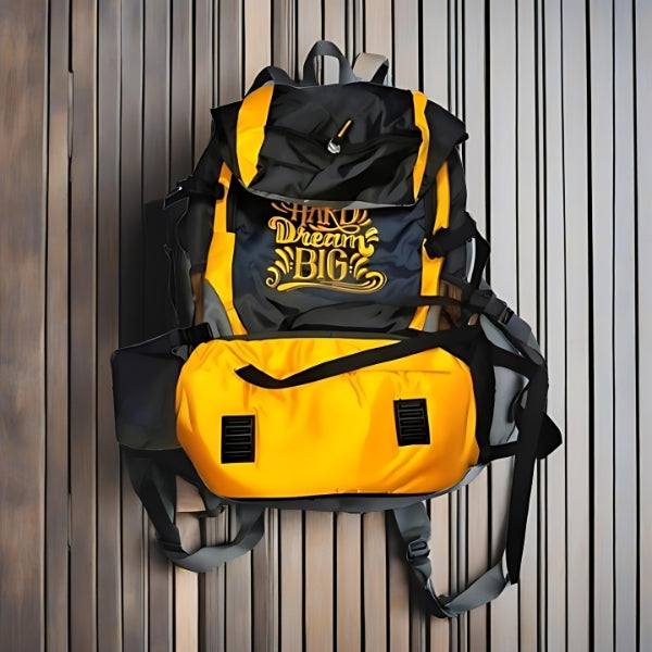 60L Yellow Colour Camping and Travelling Rucksack Bag for Outdoor Sports, Hiking, and Trekking