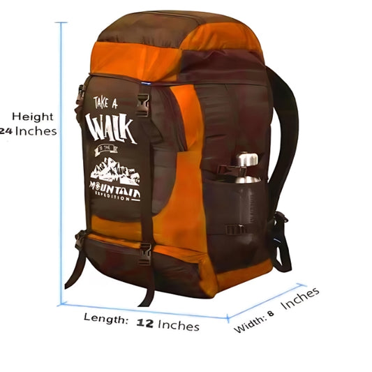 60L Orange Colour Camping and Travelling Rucksack Bag for Outdoor Sports, Hiking, and Trekking