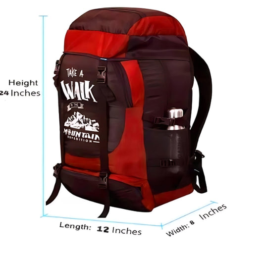 60L Red Colour Camping and Travelling Rucksack Bag for Outdoor Sports, Hiking, and Trekking