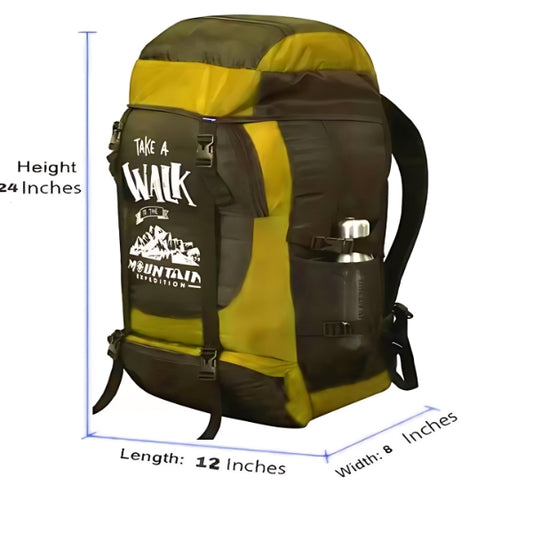 60L Yellow Colour Camping and Travelling Rucksack Bag for Outdoor Sports, Hiking, and Trekking