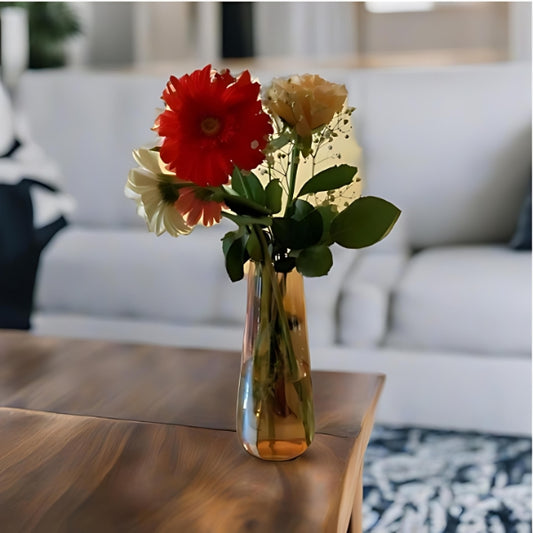 Clear Light Brown Glass Vase/Planter : Modern Elegance for Kitchen, Office and Home Decor.