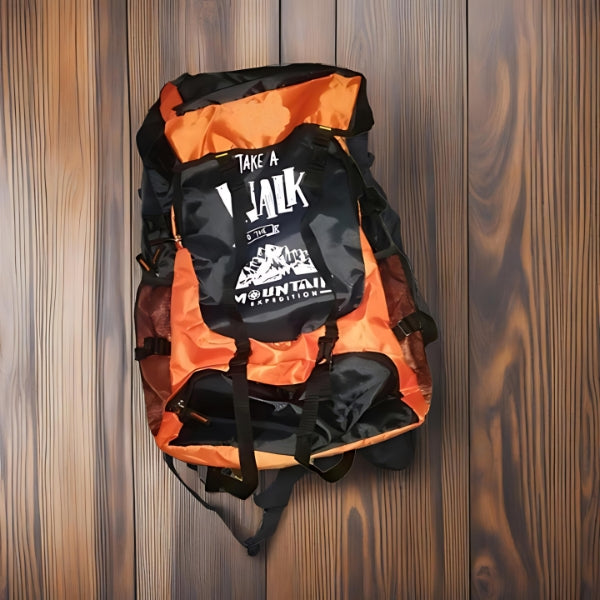 60L Orange Colour Camping and Travelling Rucksack Bag for Outdoor Sports, Hiking, and Trekking