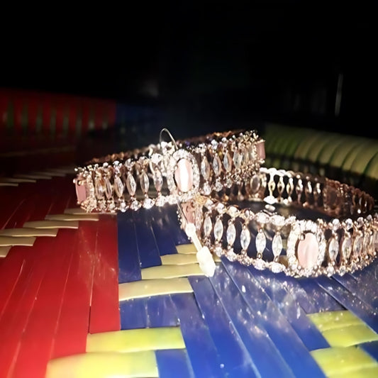 American Diamond Studded Rose Gold Plated Bangles (A Set ot 2 Bangles)