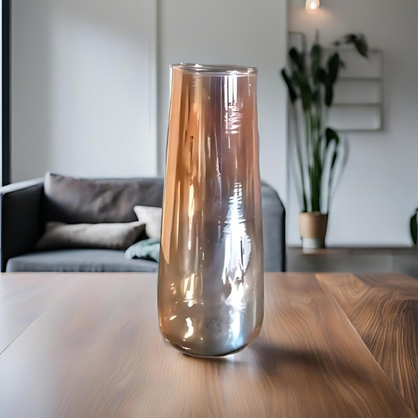 Clear Light Brown Glass Vase/Planter : Modern Elegance for Kitchen, Office and Home Decor.