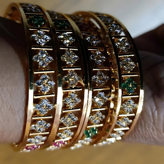 American Diamond Brass Bangles - Unveil Sparkling Beauty ( A Set of 2 Bangles)