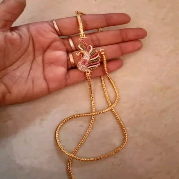 Exquisite Gold Plated 24" Long Thali/Mugappu/Mop/Kodi/Mopu/Cobra/Murukku/Rope Necklace/Chain Pendant – A Fusion of Elegance and Tradition for Women/Girls
