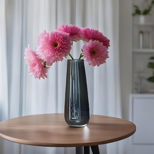 Clear Light Black Glass Vase/Planter : Modern Elegance for Kitchen, Office and Home Decor.