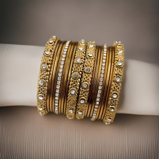 Golden Mehndi Bangle Set - Charm in Tradition