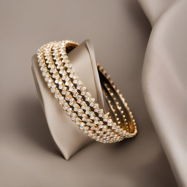 Dazzling Finesse: American Diamond Bangles Collection for Effortless Glamour ( A Set of 4 Bangles)